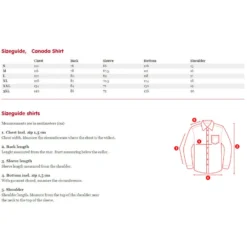 Fjallraven Canada Shirt - Red -GearTrail Sales Shop Canada Shirt sizing chart1